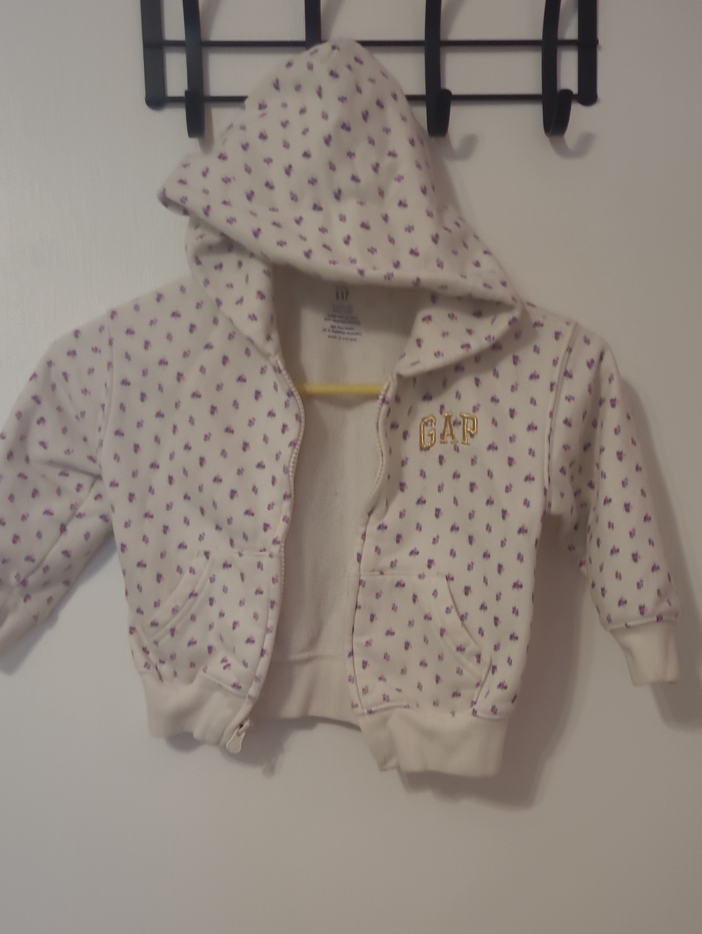 GAP Cream Hoodie with Purple Floral Dots Set - Kids